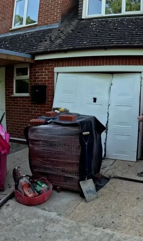 Before: garage conversion in Swindon — the old up-and-over door