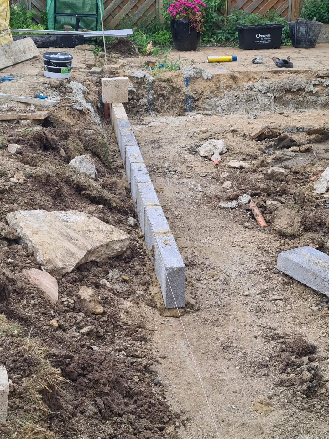 New drainage run in the ground alongside the footings