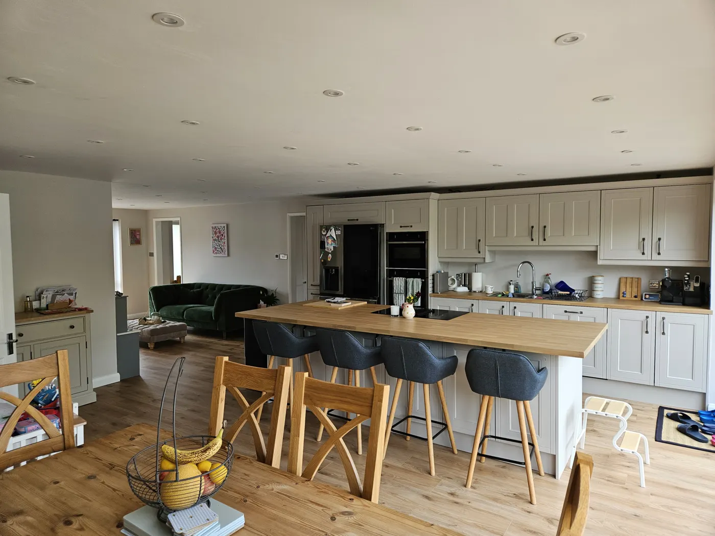 Kitchen and island two years after completion