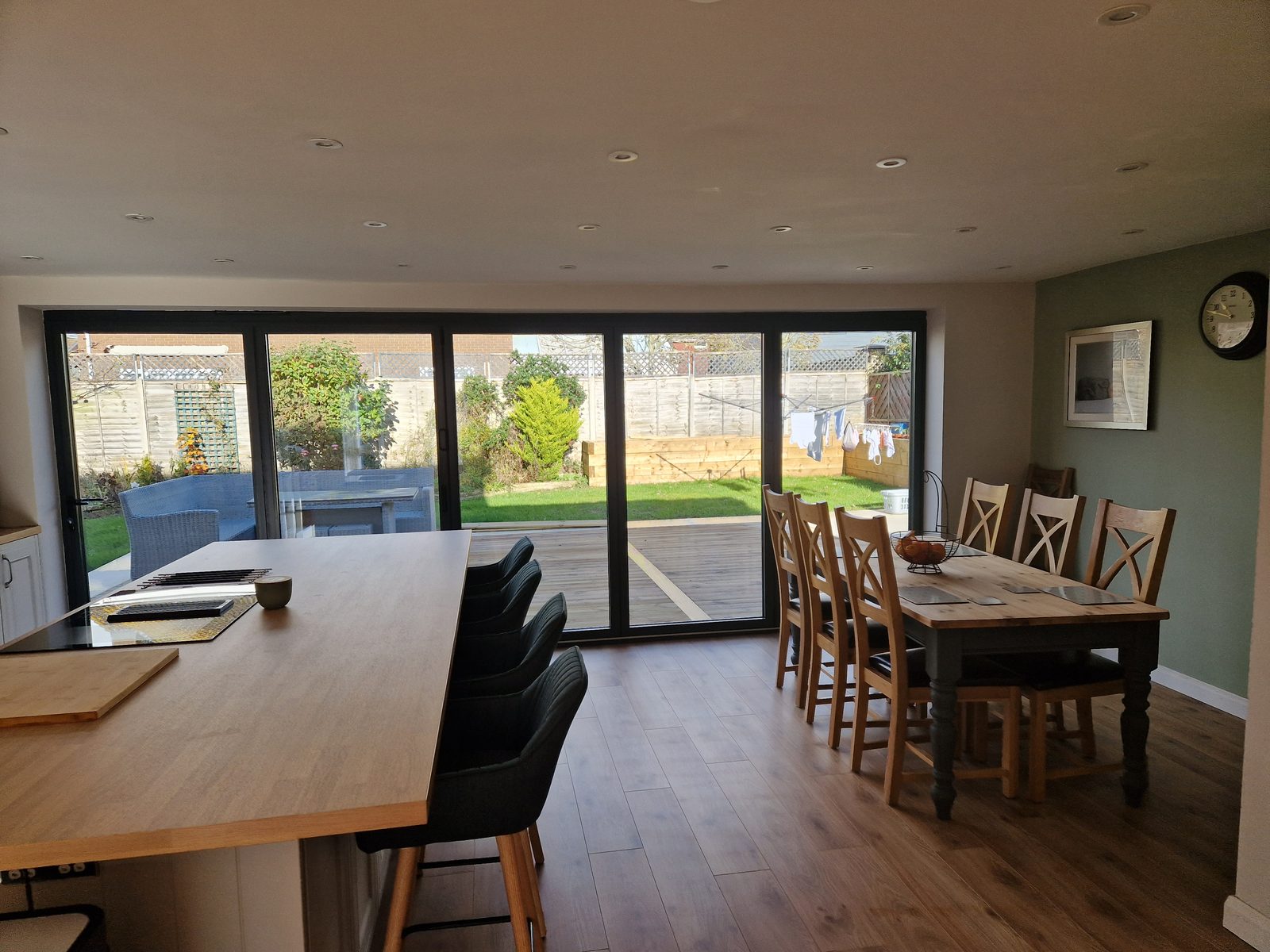 Finished open-plan kitchen-diner after a full home renovation in Swindon